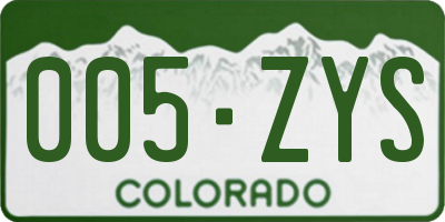 CO license plate 005ZYS