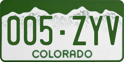 CO license plate 005ZYV