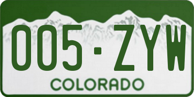 CO license plate 005ZYW