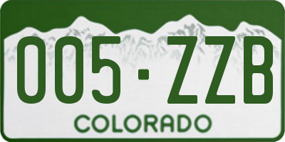 CO license plate 005ZZB