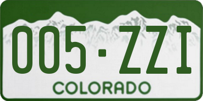 CO license plate 005ZZI