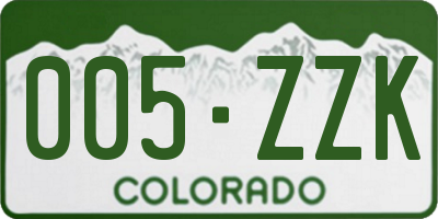 CO license plate 005ZZK