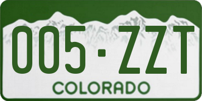 CO license plate 005ZZT