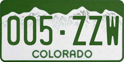 CO license plate 005ZZW