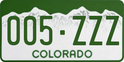 CO license plate 005ZZZ