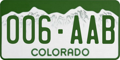 CO license plate 006AAB
