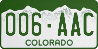 CO license plate 006AAC