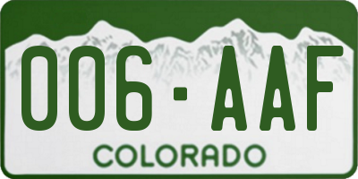 CO license plate 006AAF