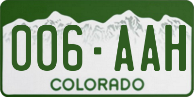 CO license plate 006AAH