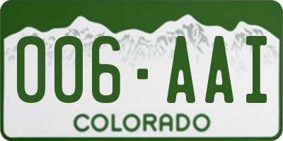 CO license plate 006AAI