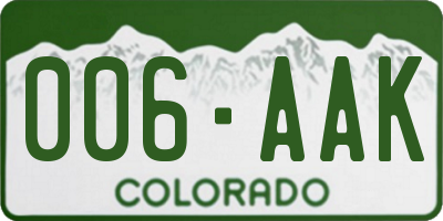 CO license plate 006AAK