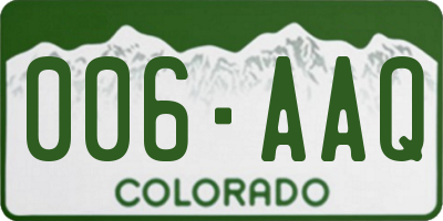 CO license plate 006AAQ