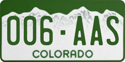 CO license plate 006AAS