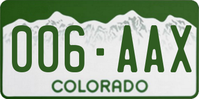CO license plate 006AAX