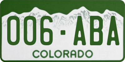 CO license plate 006ABA
