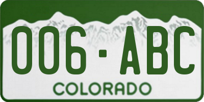CO license plate 006ABC