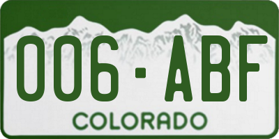 CO license plate 006ABF