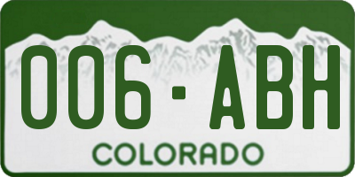 CO license plate 006ABH