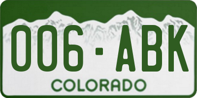 CO license plate 006ABK