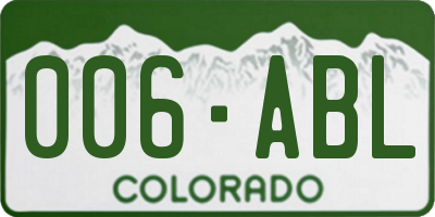 CO license plate 006ABL