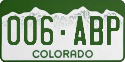 CO license plate 006ABP