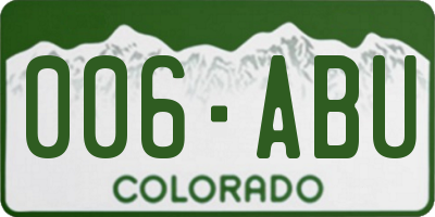 CO license plate 006ABU