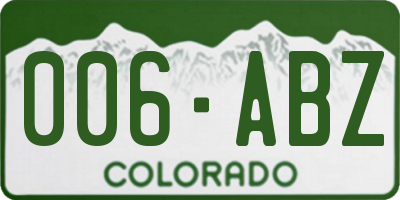 CO license plate 006ABZ