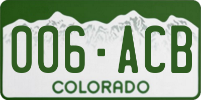CO license plate 006ACB