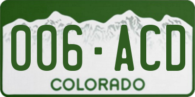 CO license plate 006ACD