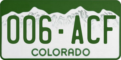 CO license plate 006ACF