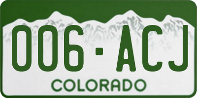 CO license plate 006ACJ
