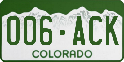 CO license plate 006ACK
