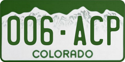 CO license plate 006ACP