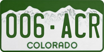 CO license plate 006ACR