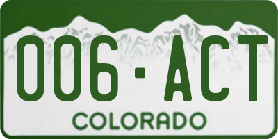 CO license plate 006ACT