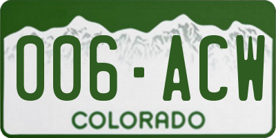 CO license plate 006ACW