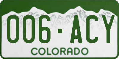 CO license plate 006ACY