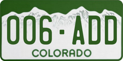 CO license plate 006ADD