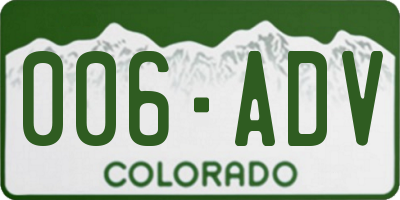 CO license plate 006ADV
