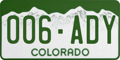 CO license plate 006ADY