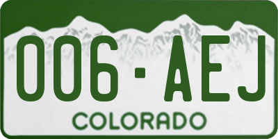 CO license plate 006AEJ