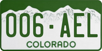CO license plate 006AEL