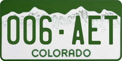 CO license plate 006AET