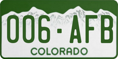CO license plate 006AFB