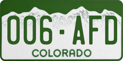 CO license plate 006AFD