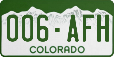 CO license plate 006AFH