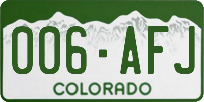 CO license plate 006AFJ