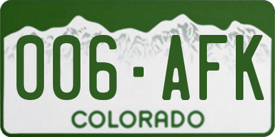 CO license plate 006AFK