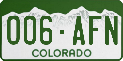 CO license plate 006AFN