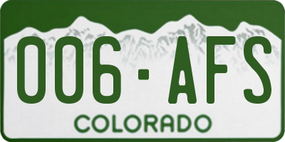 CO license plate 006AFS